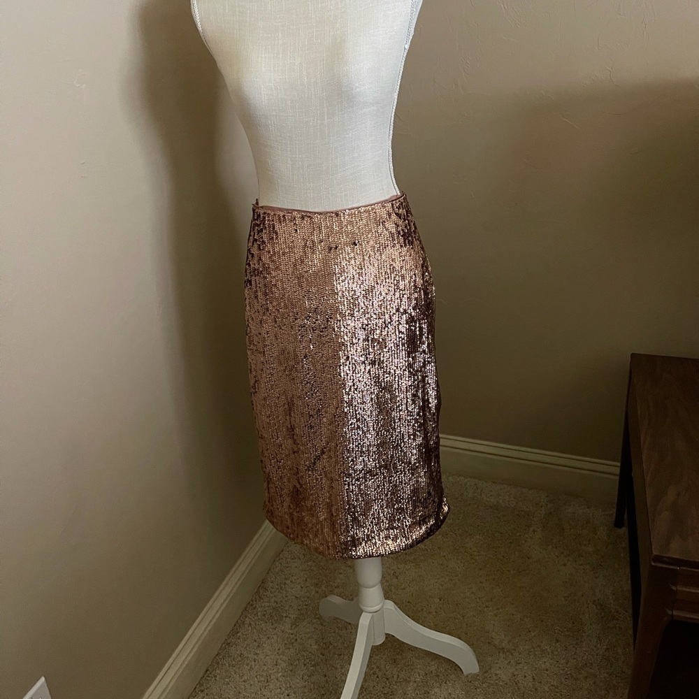 J. Crew rose gold sequin skirt